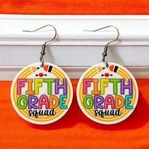 Colorful Fifth Grade Squad Earrings